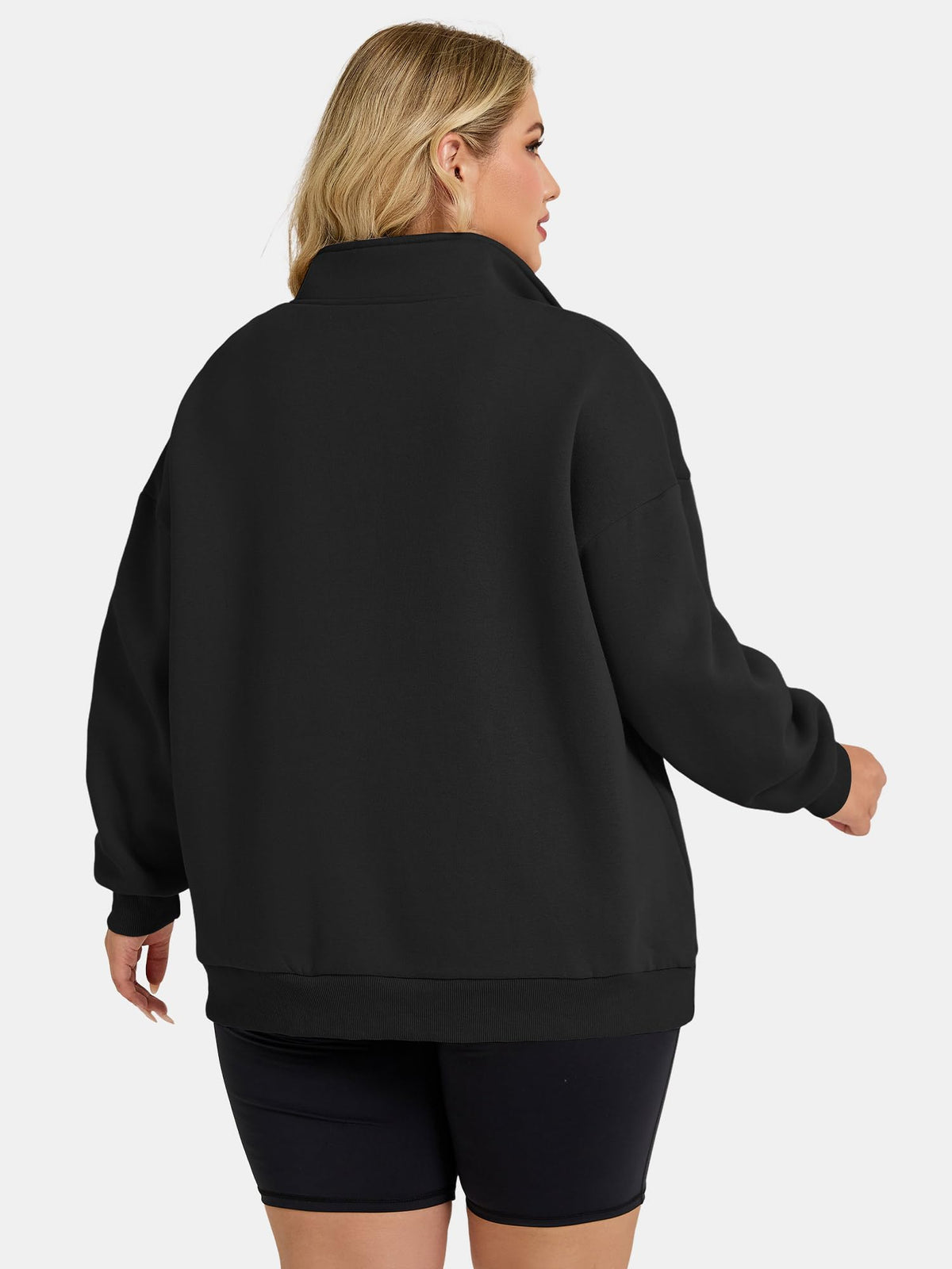 Women's Plus-Size Mock Neck Henley Pullover Sweatshirt