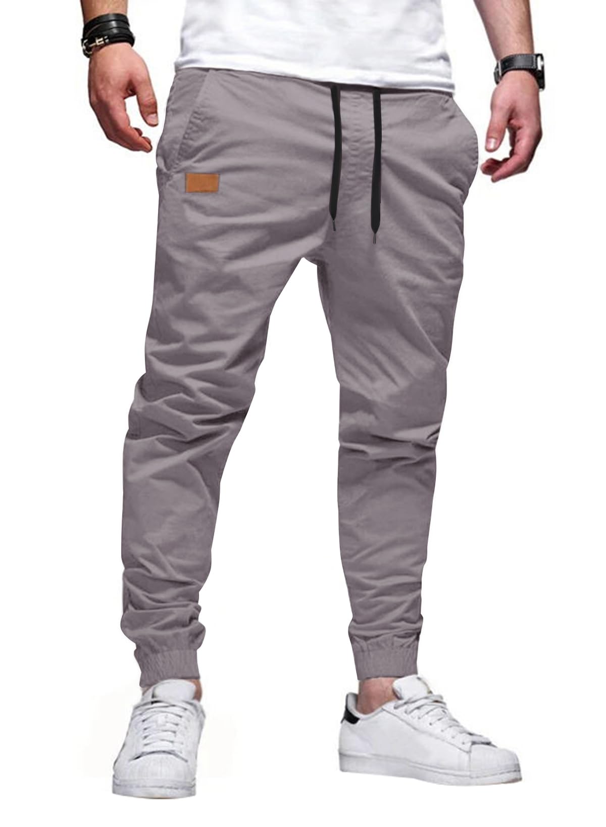 JMIERR Men's Cotton Stretch Twill Athletic Jogger Pants