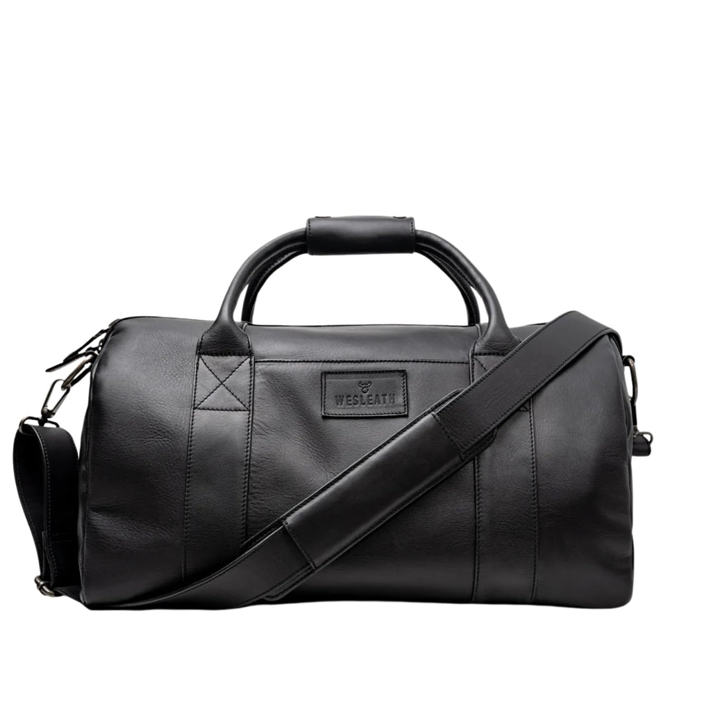 Men's Full Grain Leather Weekender Duffle Carry-On Bag