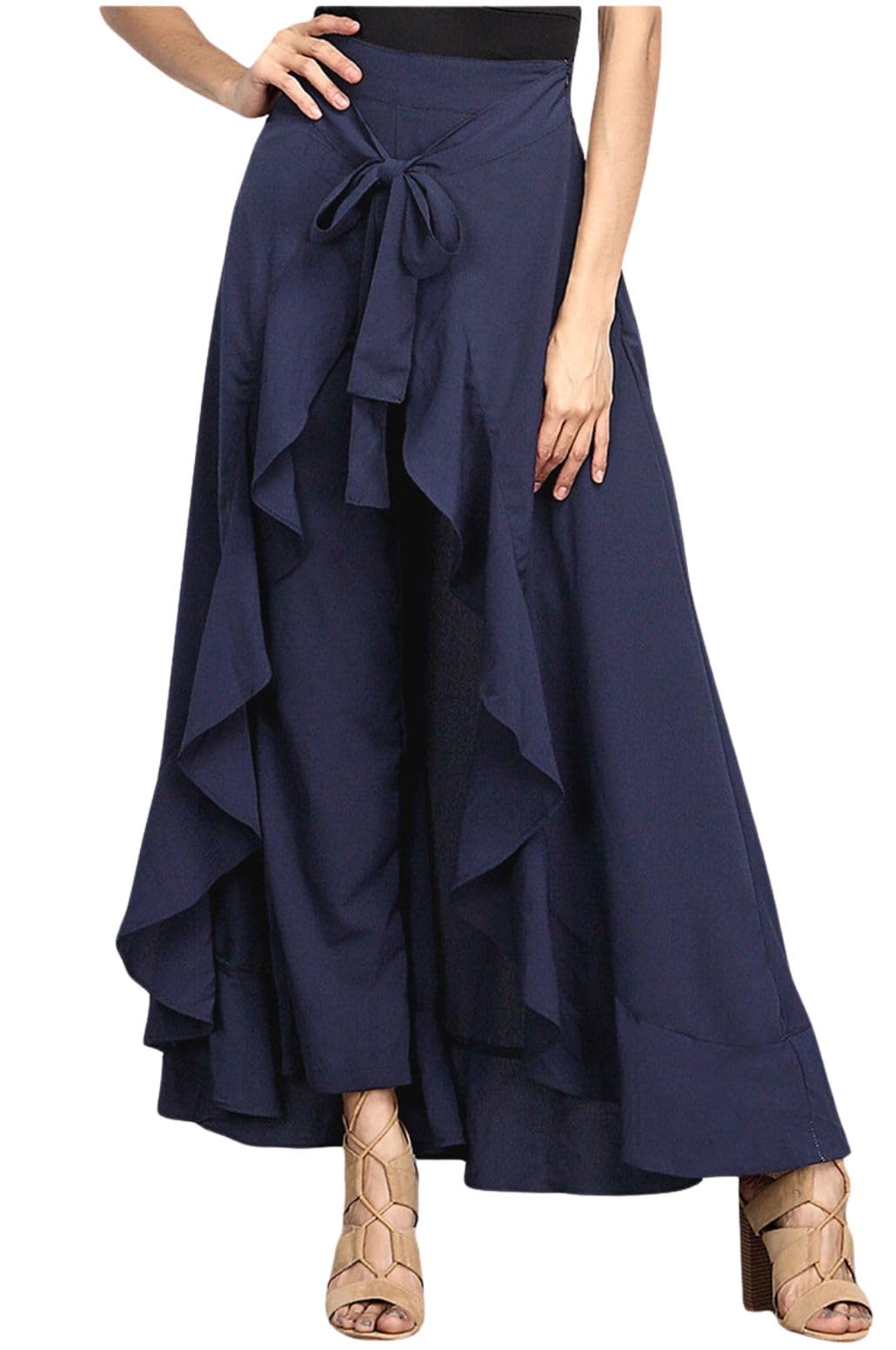 UTCOCO Women's Chiffon High-Waist Culotte Maxi Skirt Pants