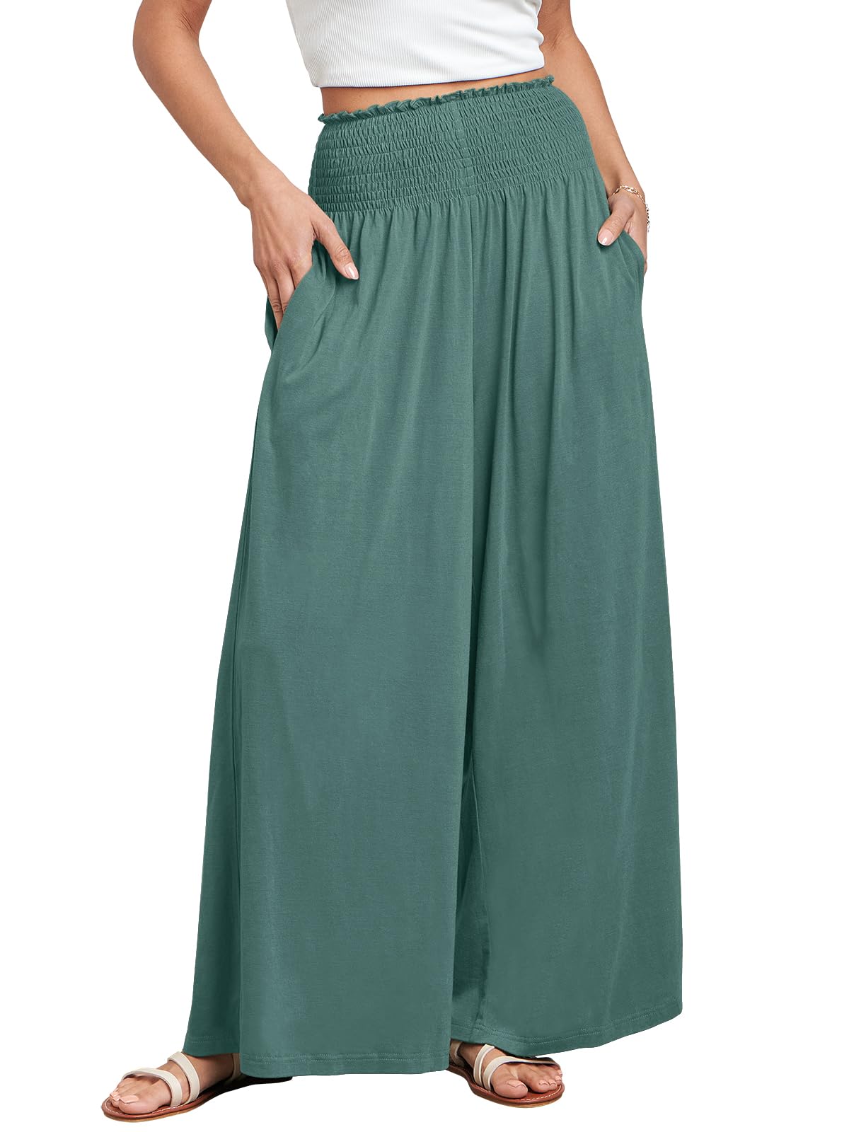 ANRABESS Women's Casual Wide-Leg Palazzo Pants with Pockets