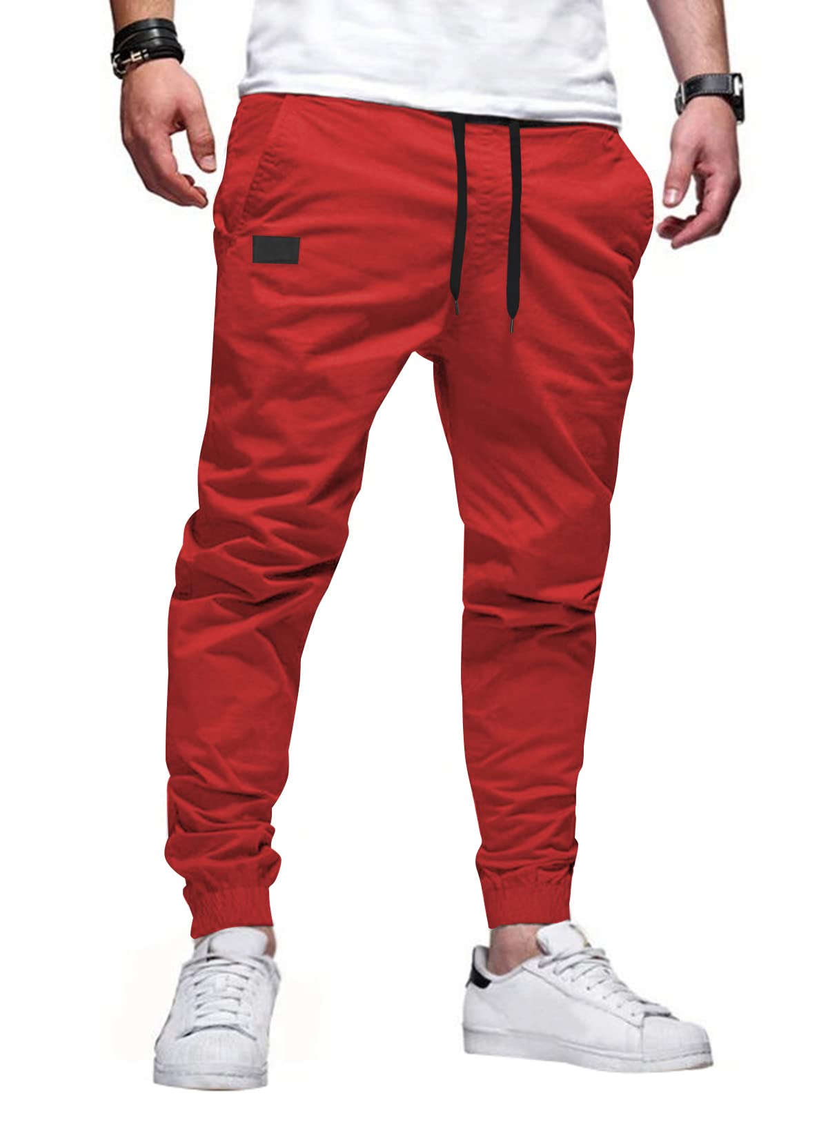 JMIERR Men's Cotton Stretch Twill Athletic Jogger Pants