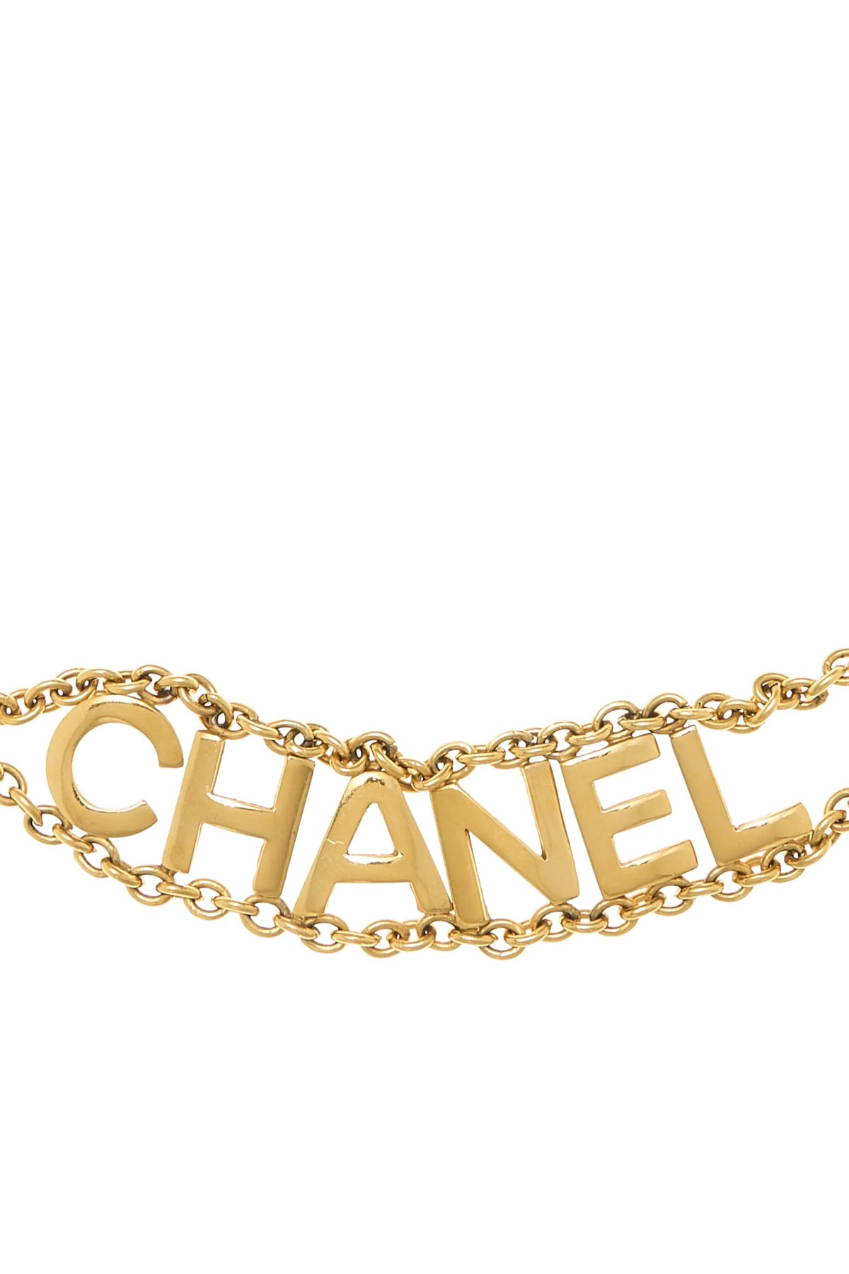 Chanel Pre-Loved Gold Hammered Logo Chain Belt