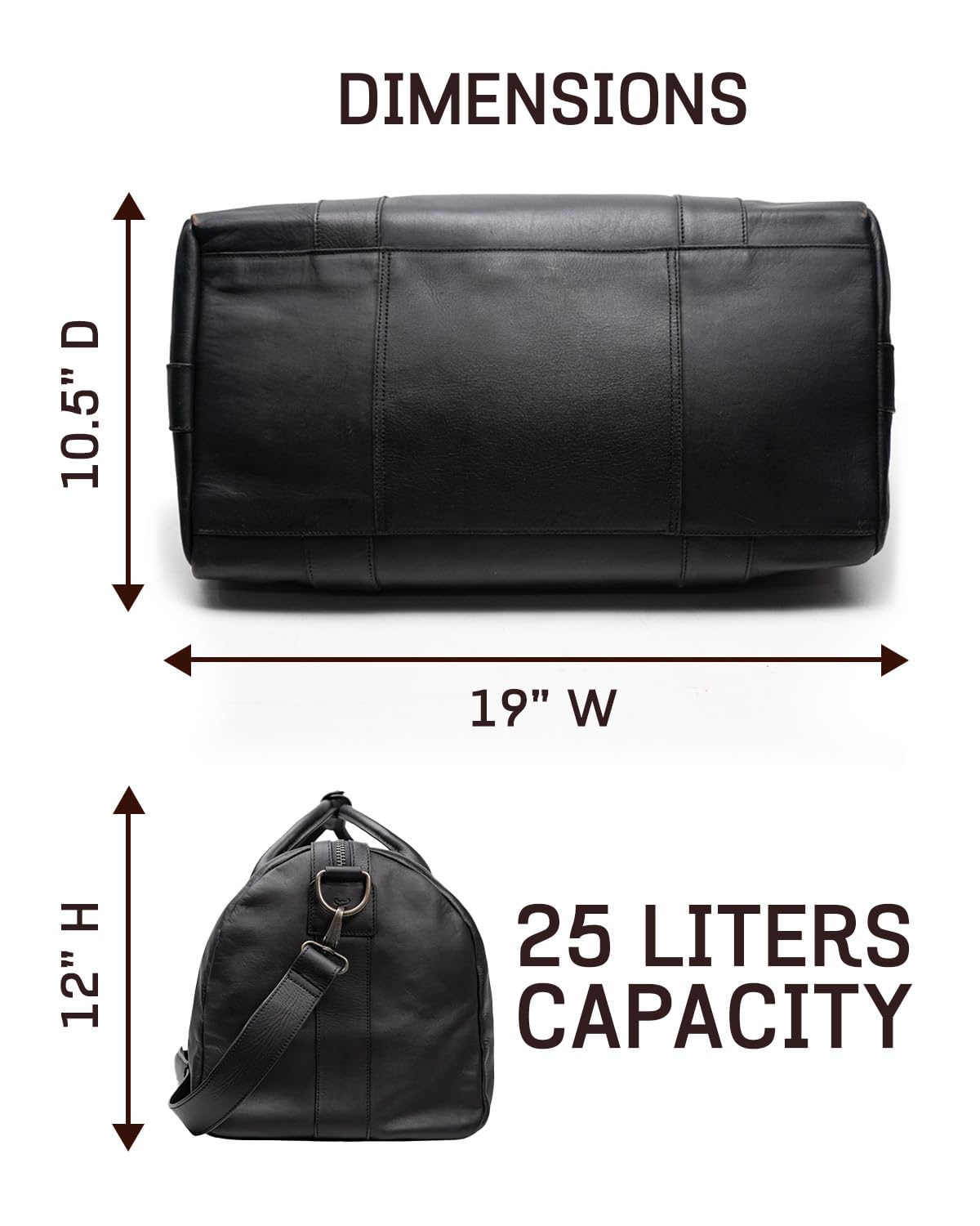 Men's Full Grain Leather Weekender Duffle Carry-On Bag
