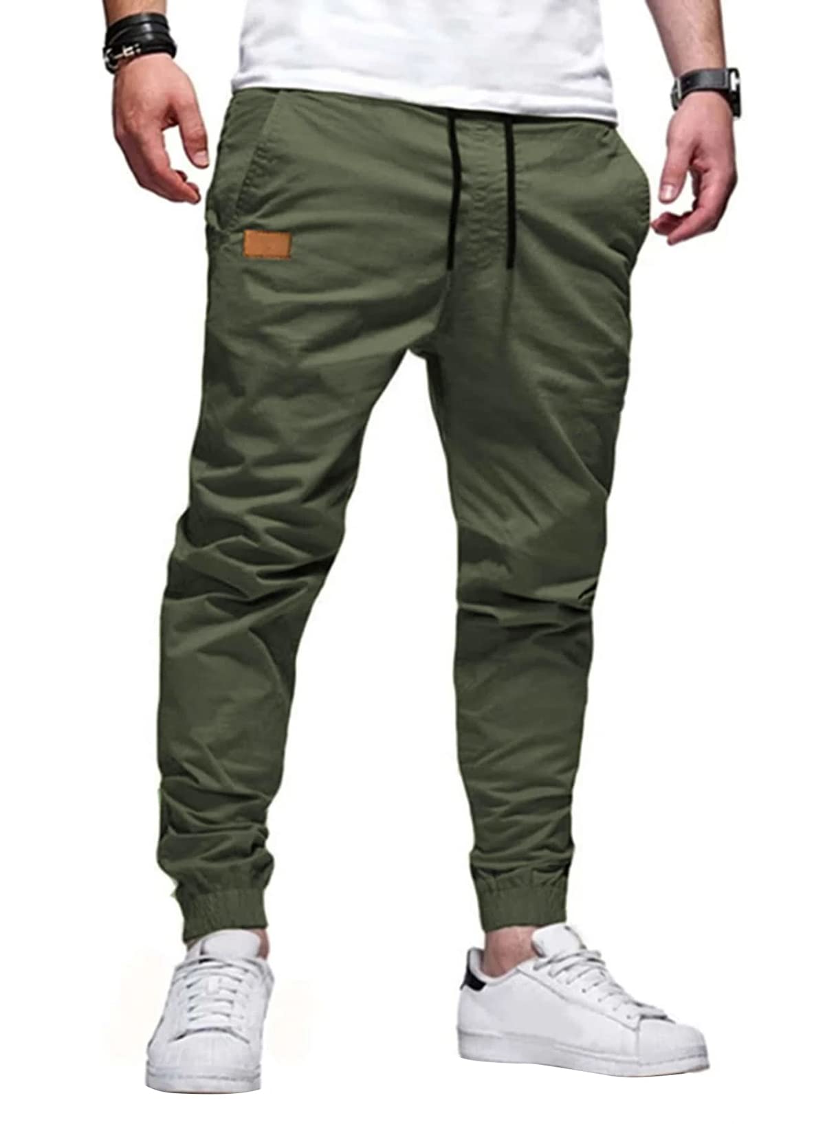 JMIERR Men's Cotton Stretch Twill Athletic Jogger Pants