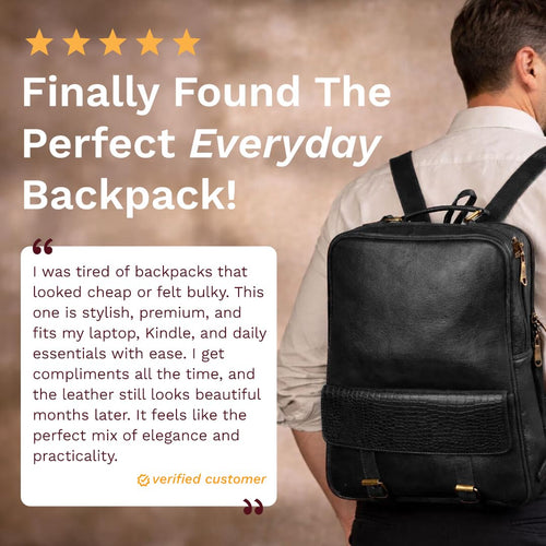 15.6-Inch Luxury Leather Laptop Backpack for Work & Business