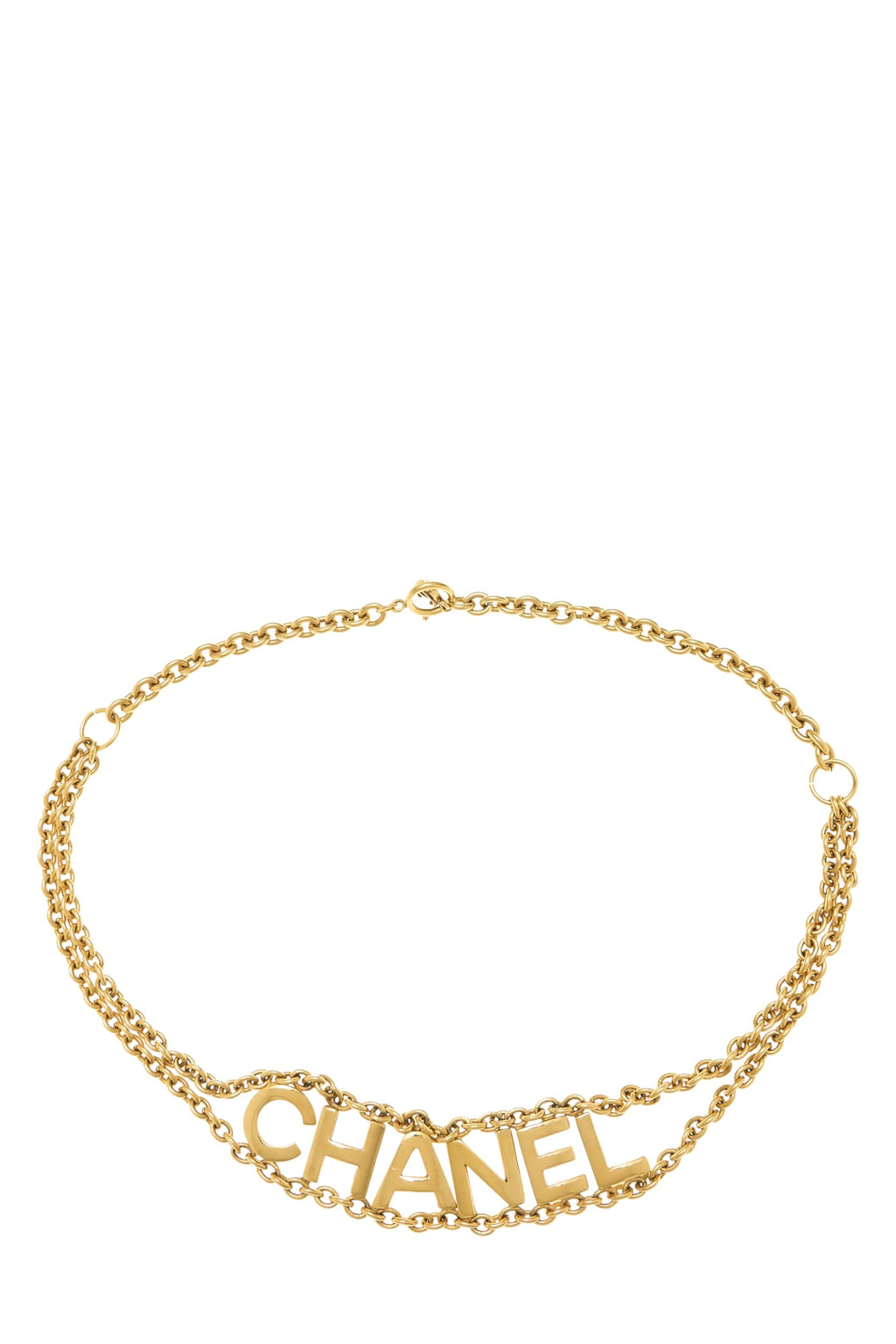 Chanel Pre-Loved Gold Hammered Logo Chain Belt