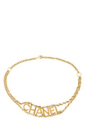 Chanel Pre-Loved Gold Hammered Logo Chain Belt