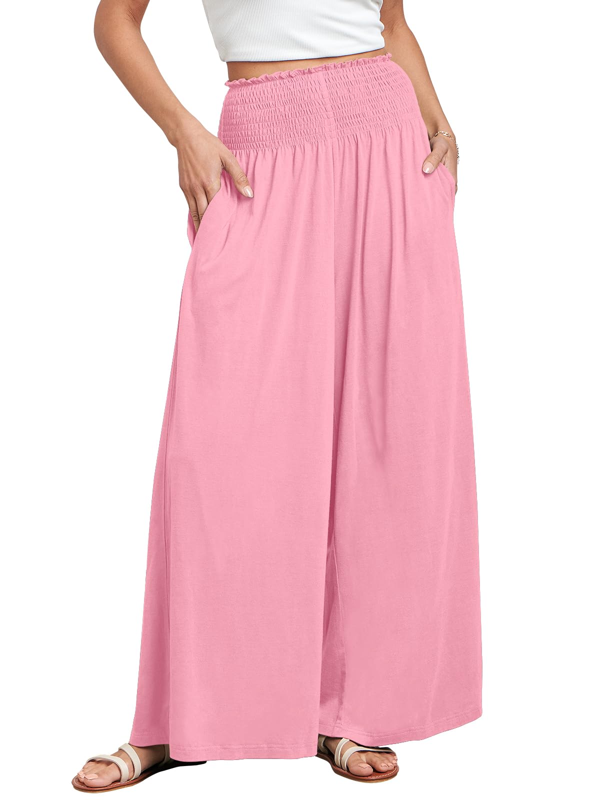 ANRABESS Women's Casual Wide-Leg Palazzo Pants with Pockets