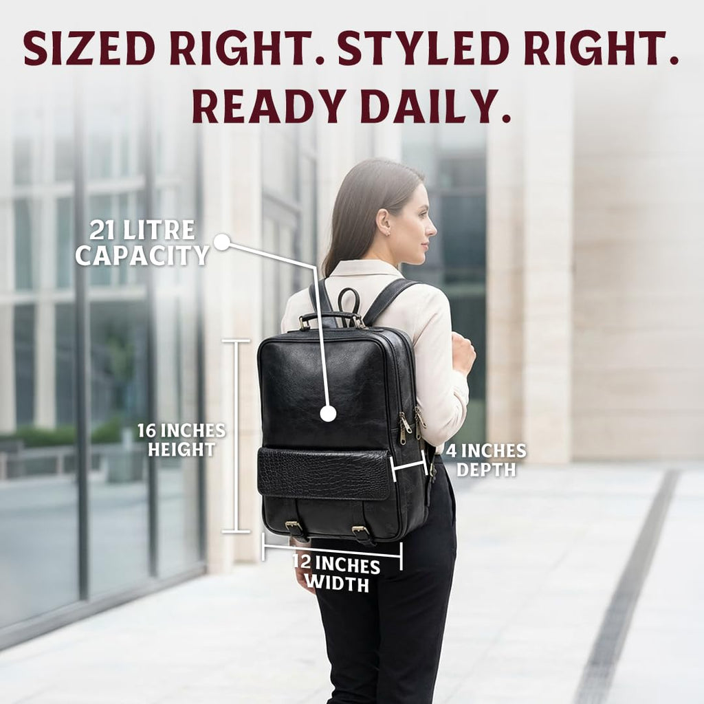 15.6-Inch Luxury Leather Laptop Backpack for Work & Business