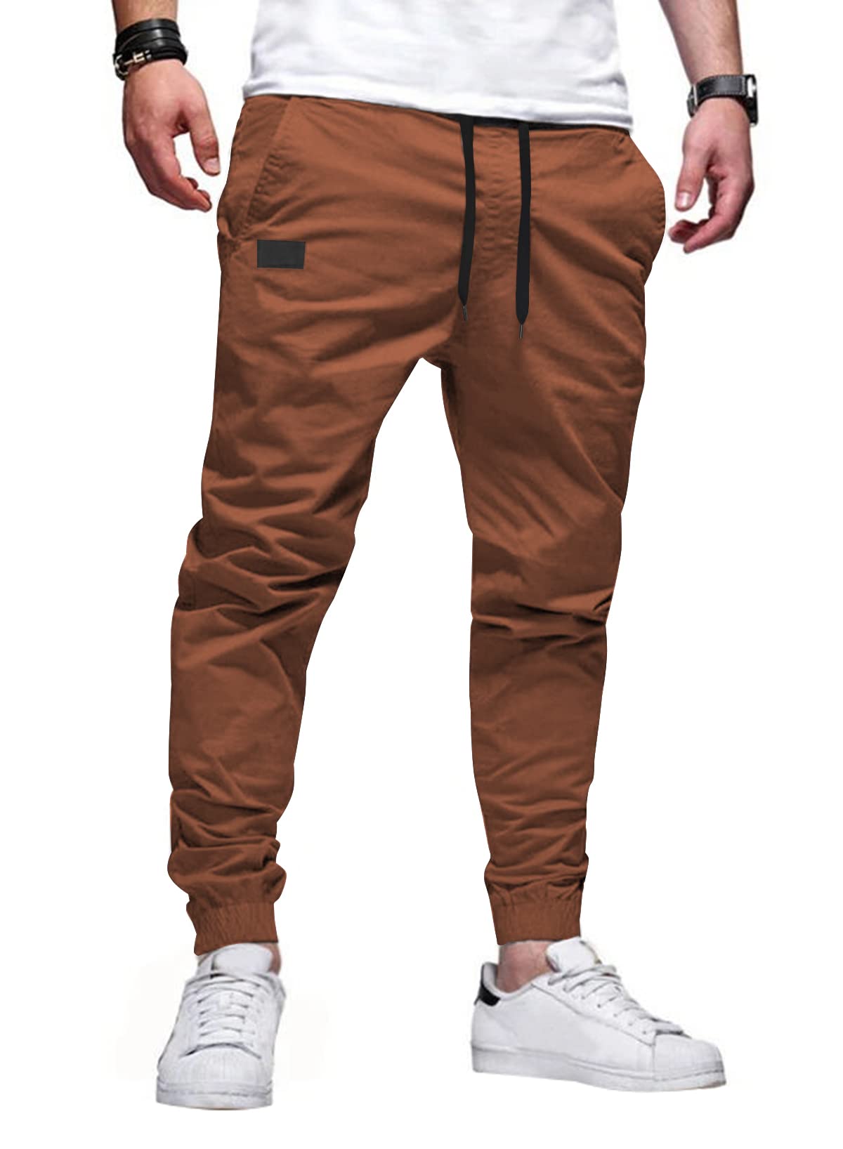 JMIERR Men's Cotton Stretch Twill Athletic Jogger Pants