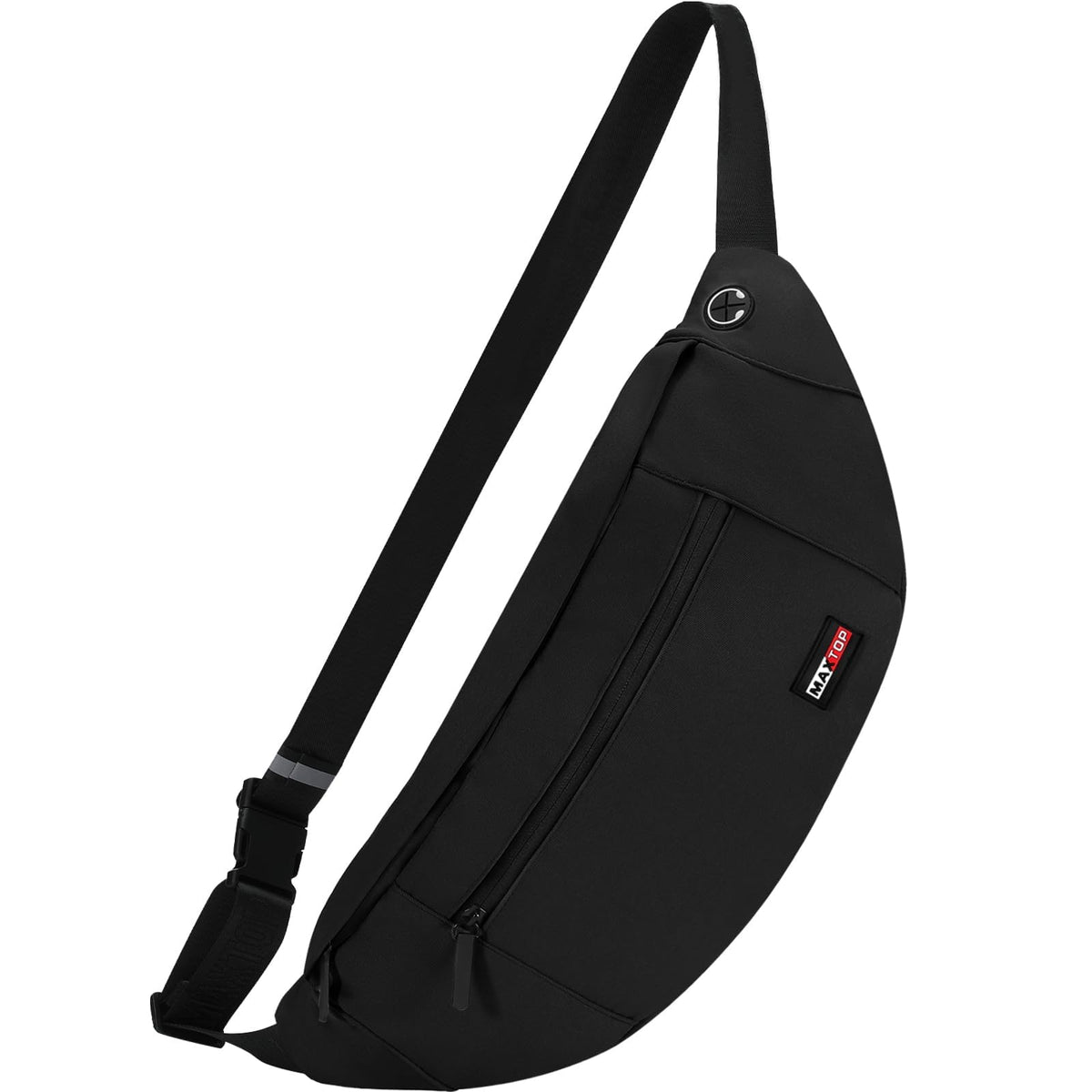 MAXTOP Unisex Large Crossbody Fanny Pack with 4 Zipper Pockets