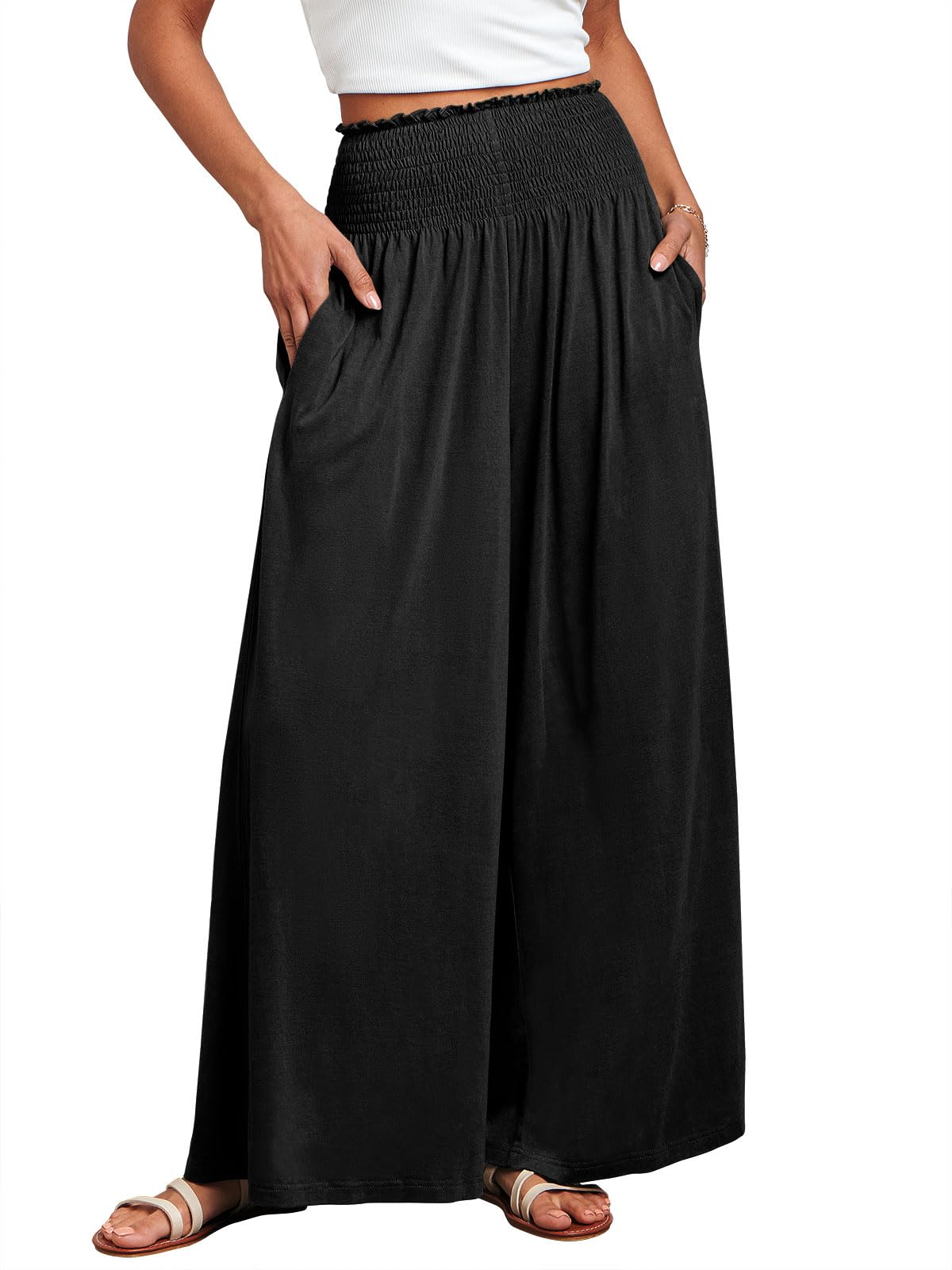 ANRABESS Women's Casual Wide-Leg Palazzo Pants with Pockets