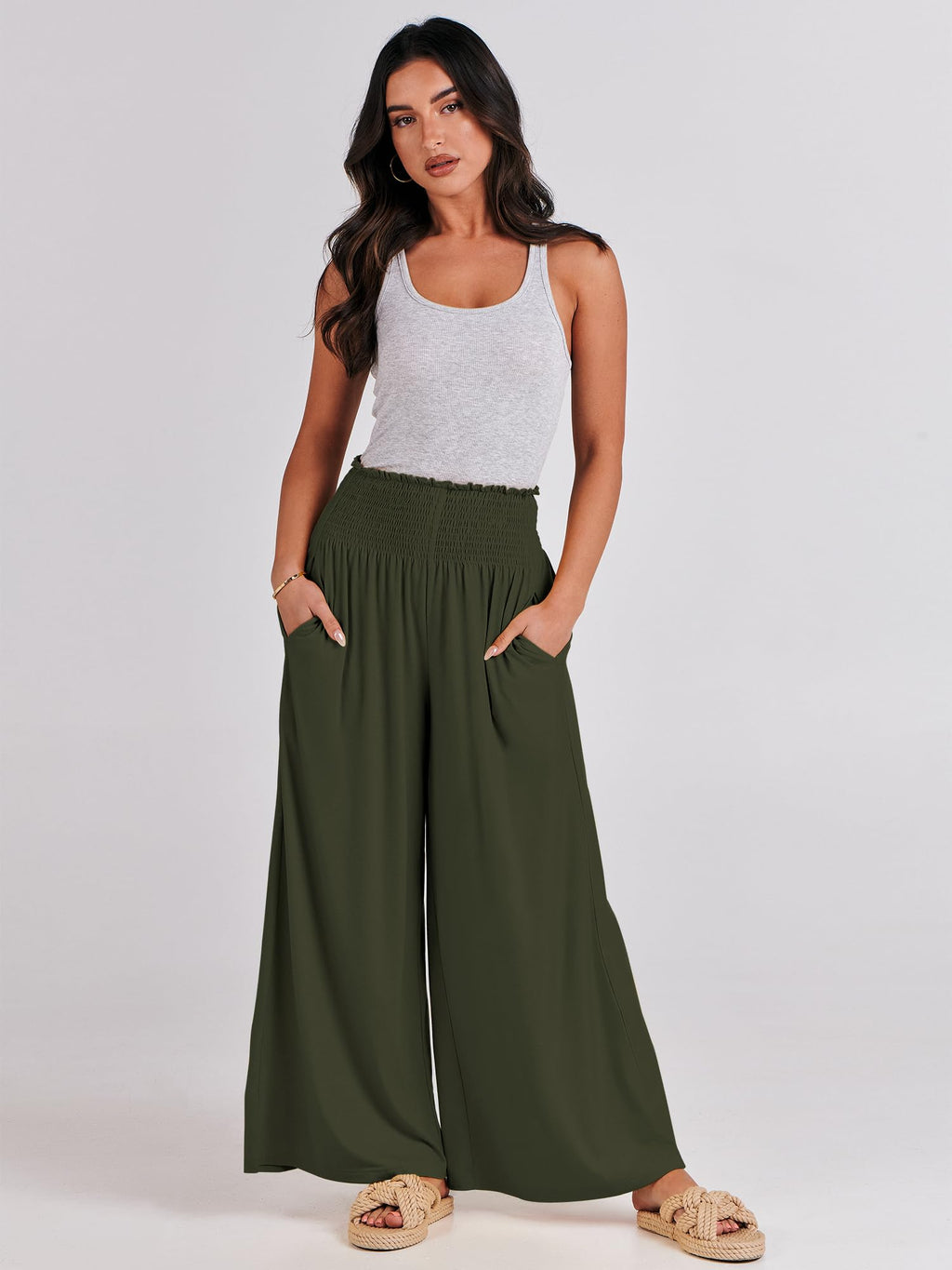 ANRABESS Women's Casual Wide-Leg Palazzo Pants with Pockets