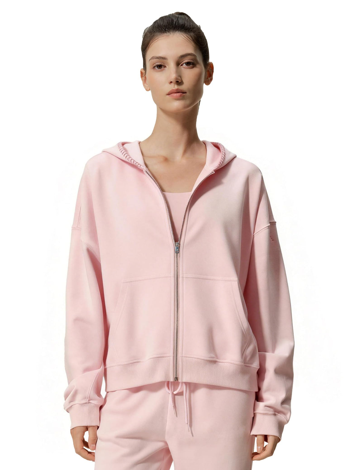 LilySilk Women's Oversized Silk Terry Zip-Up Hoodie