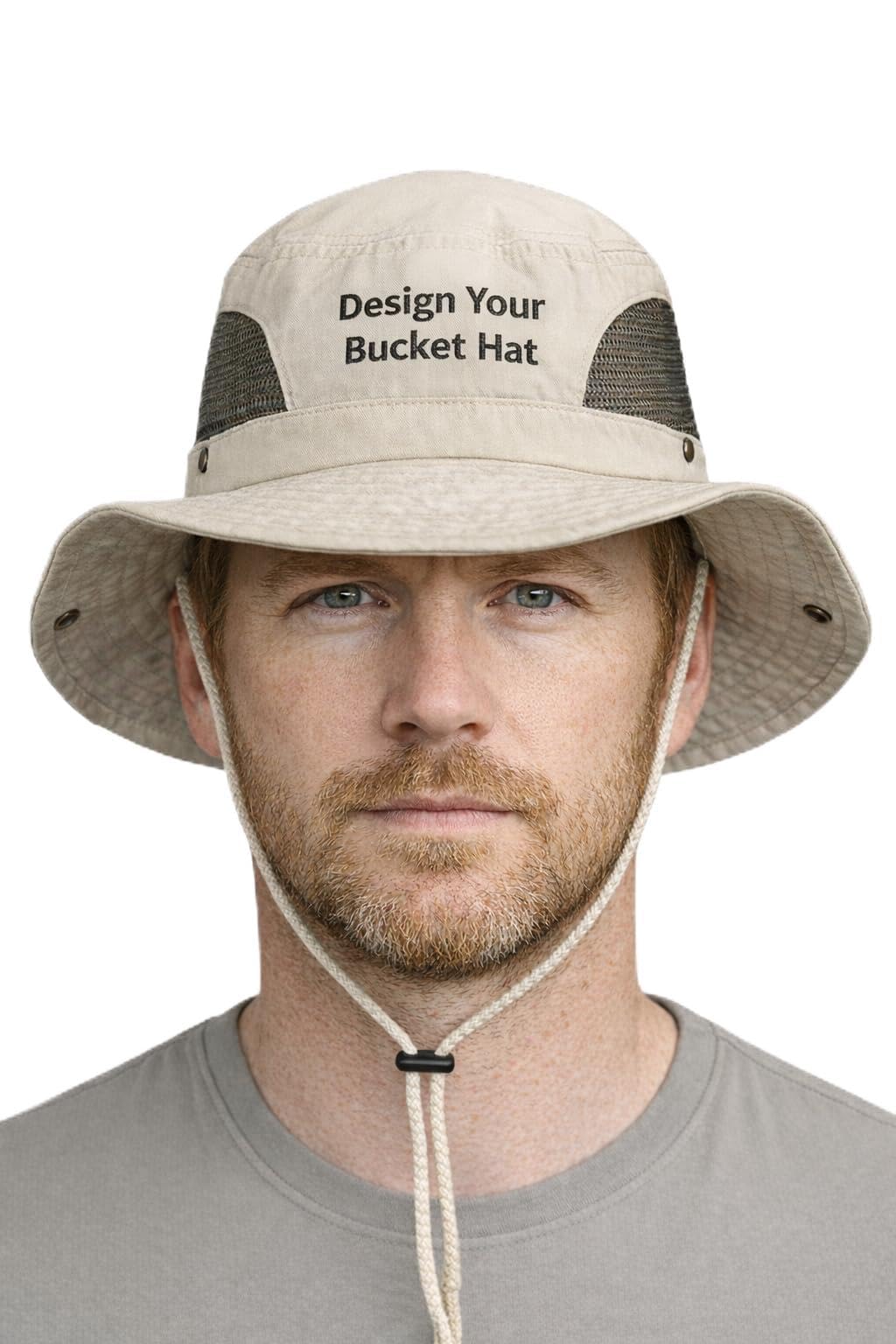 Unisex Custom Embroidered Mesh Bucket Hat Set