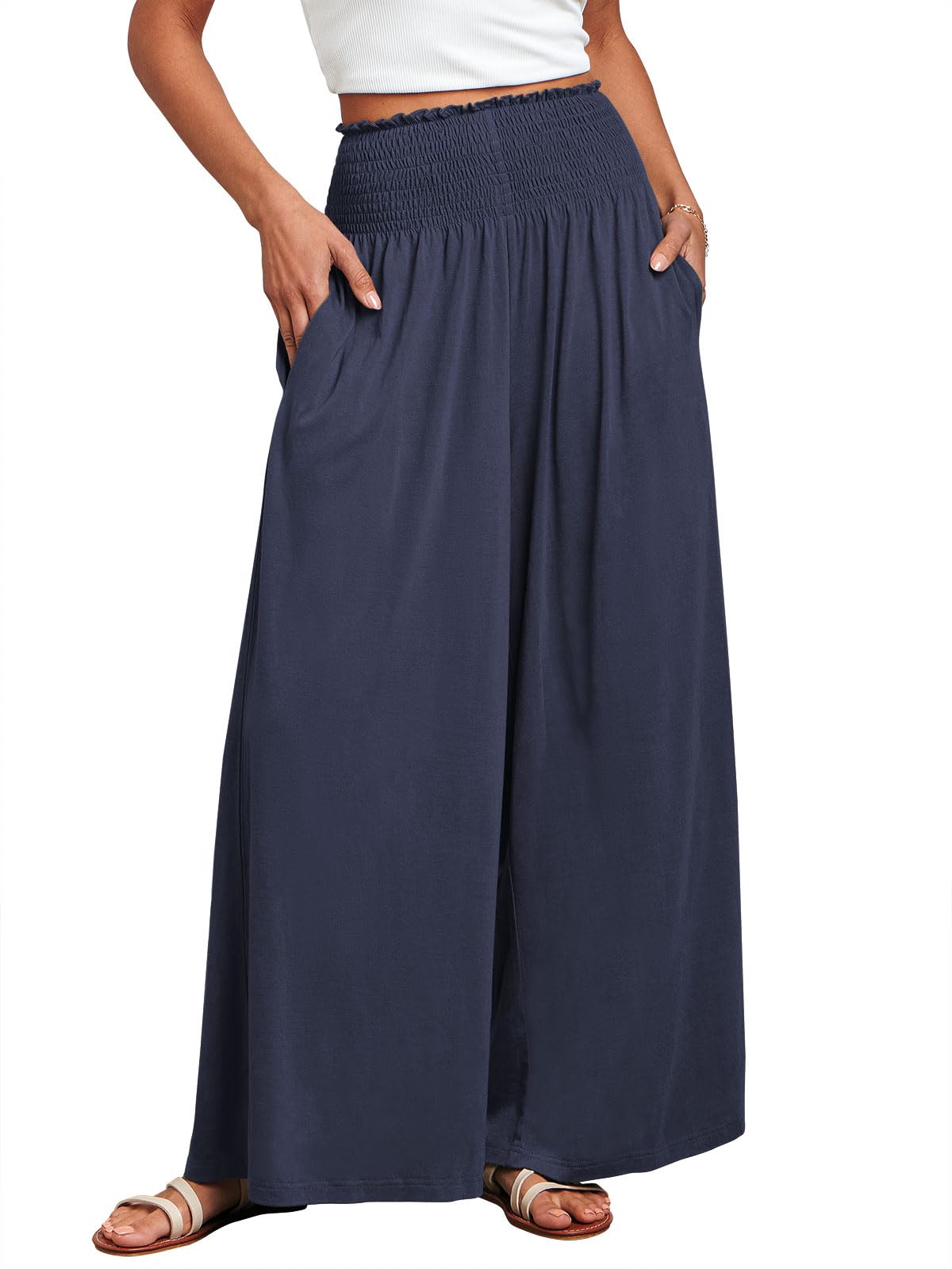 ANRABESS Women's Casual Wide-Leg Palazzo Pants with Pockets