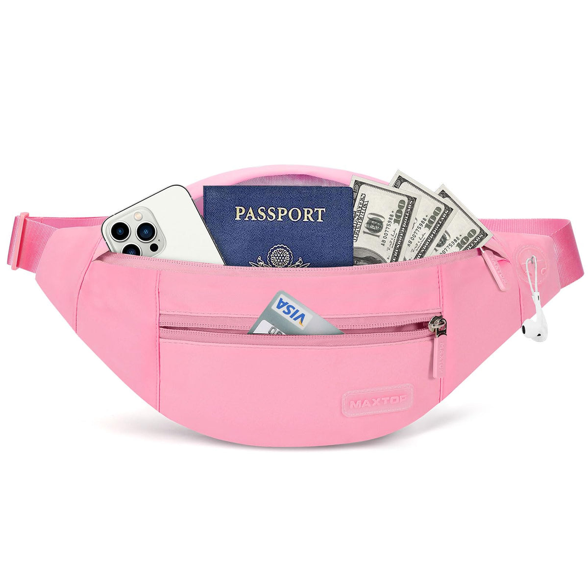 MAXTOP Unisex Large Crossbody Fanny Pack with 4 Zipper Pockets