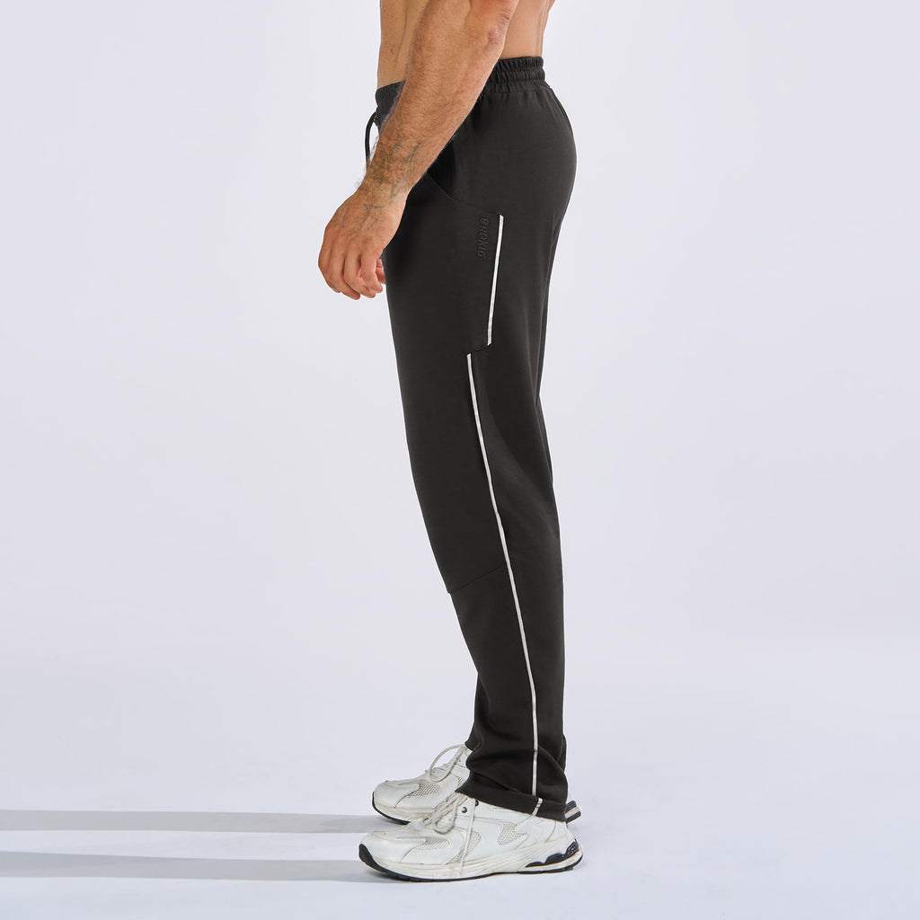 BROKIG Men's Warm Cotton Workout Jogger Sweatpants with Zip