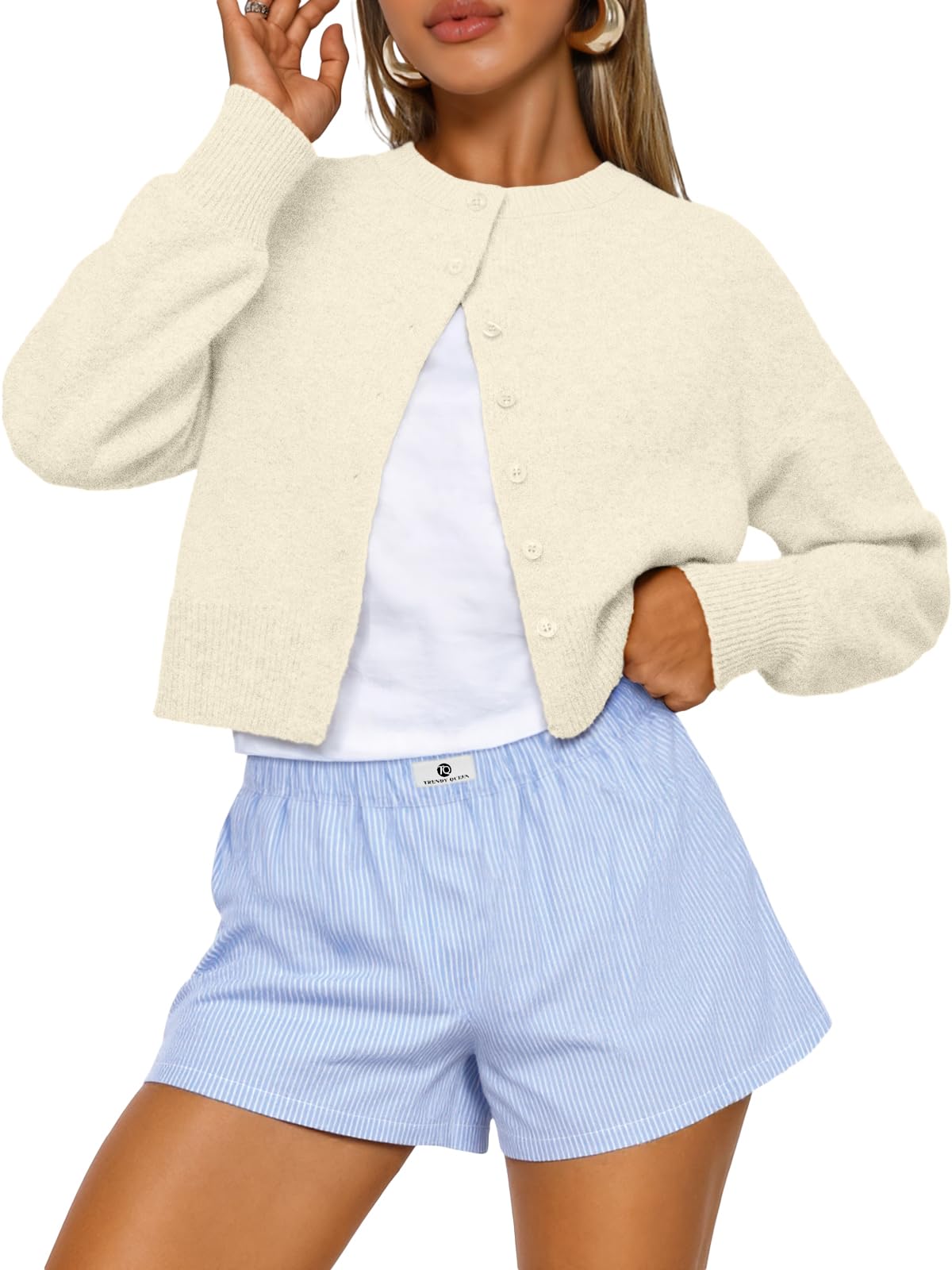 Trendy Queen Women's Cropped Fall Cardigan Sweater