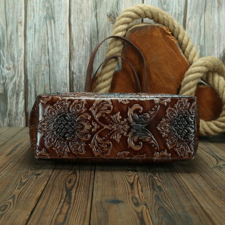 Women's Vintage Genuine Leather Western Tote Shoulder Bag