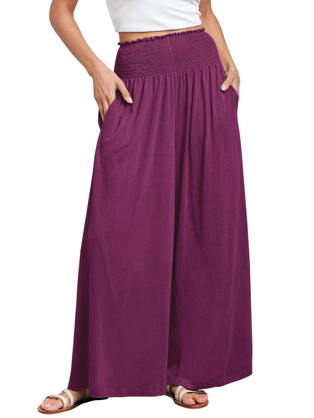 ANRABESS Women's Casual Wide-Leg Palazzo Pants with Pockets