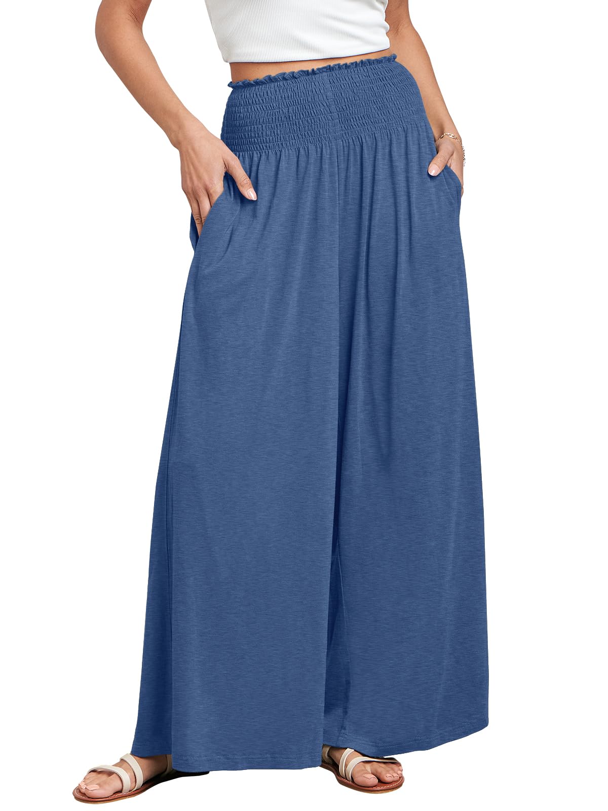 ANRABESS Women's Casual Wide-Leg Palazzo Pants with Pockets