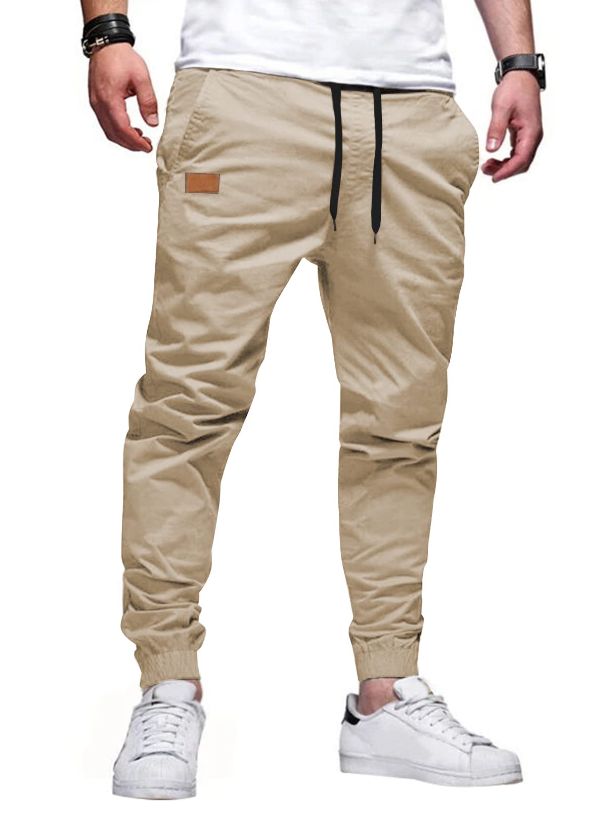 JMIERR Men's Cotton Stretch Twill Athletic Jogger Pants