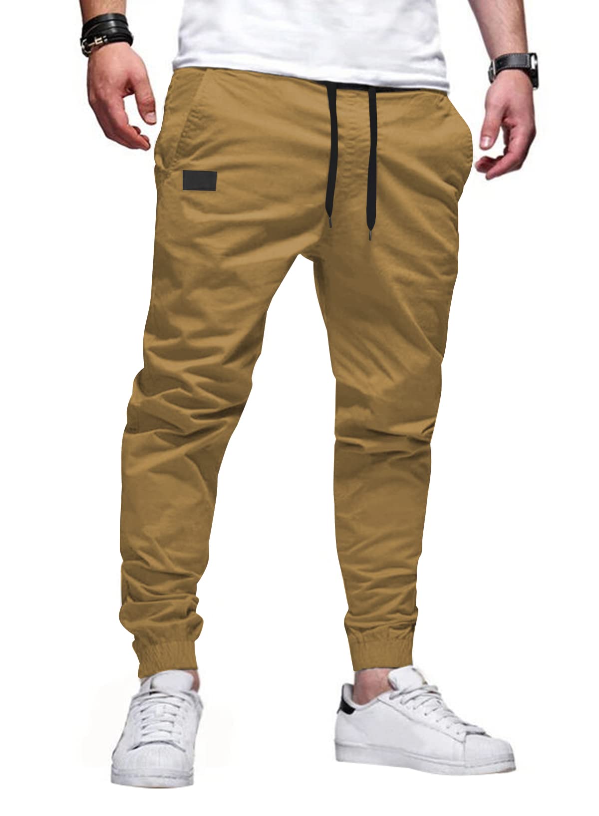 JMIERR Men's Cotton Stretch Twill Athletic Jogger Pants