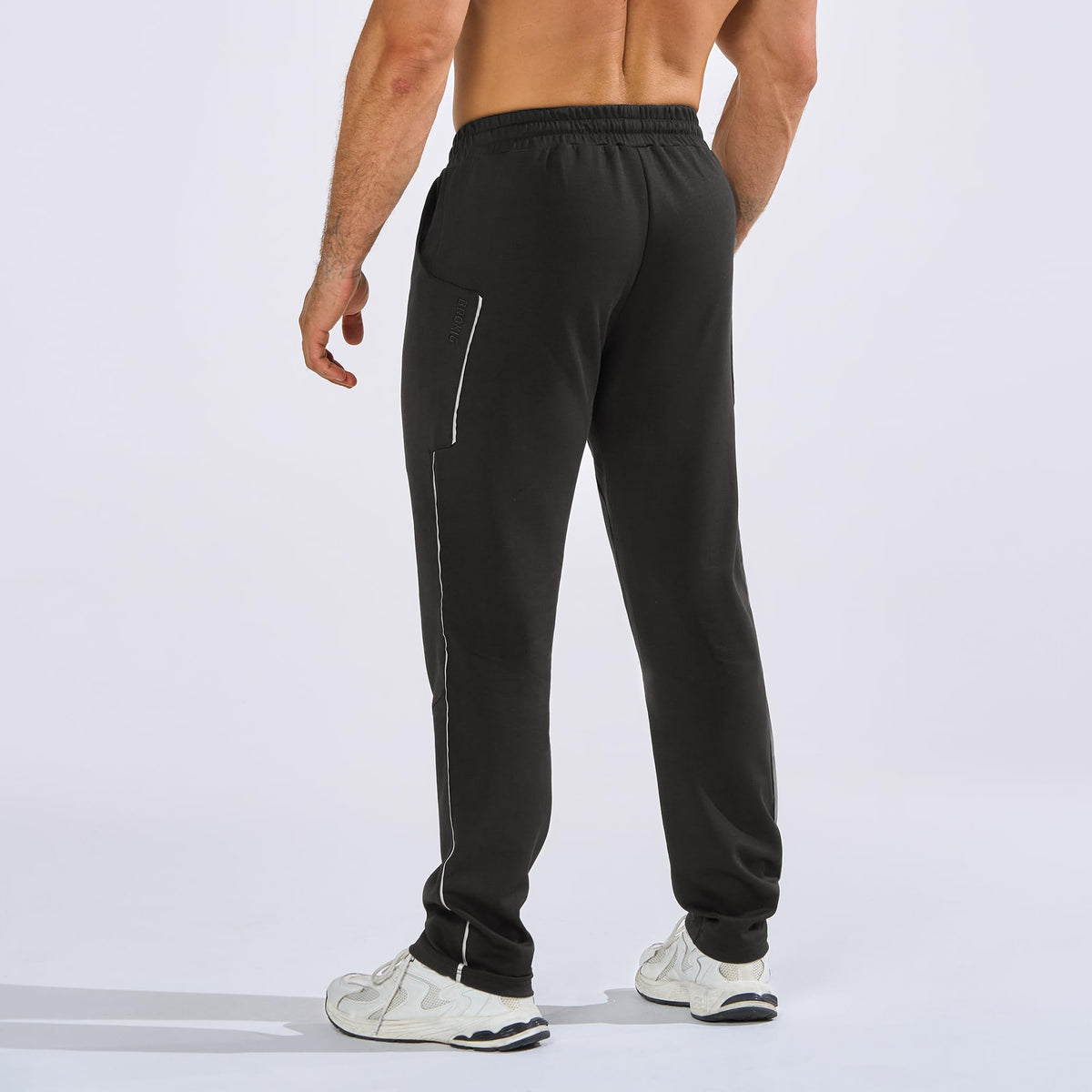 BROKIG Men's Warm Cotton Workout Jogger Sweatpants with Zip