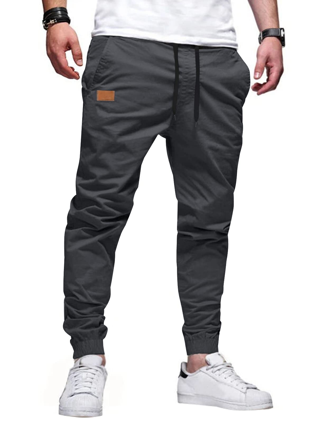 JMIERR Men's Cotton Stretch Twill Athletic Jogger Pants