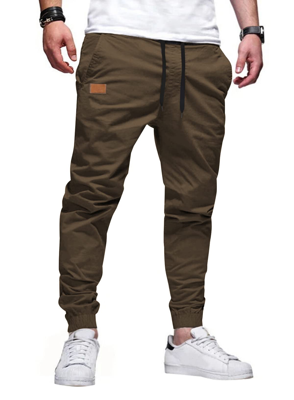 JMIERR Men's Cotton Stretch Twill Athletic Jogger Pants