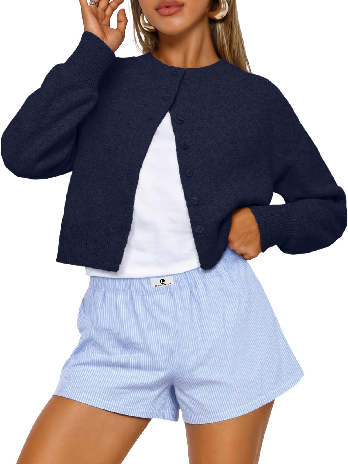 Trendy Queen Women's Cropped Fall Cardigan Sweater
