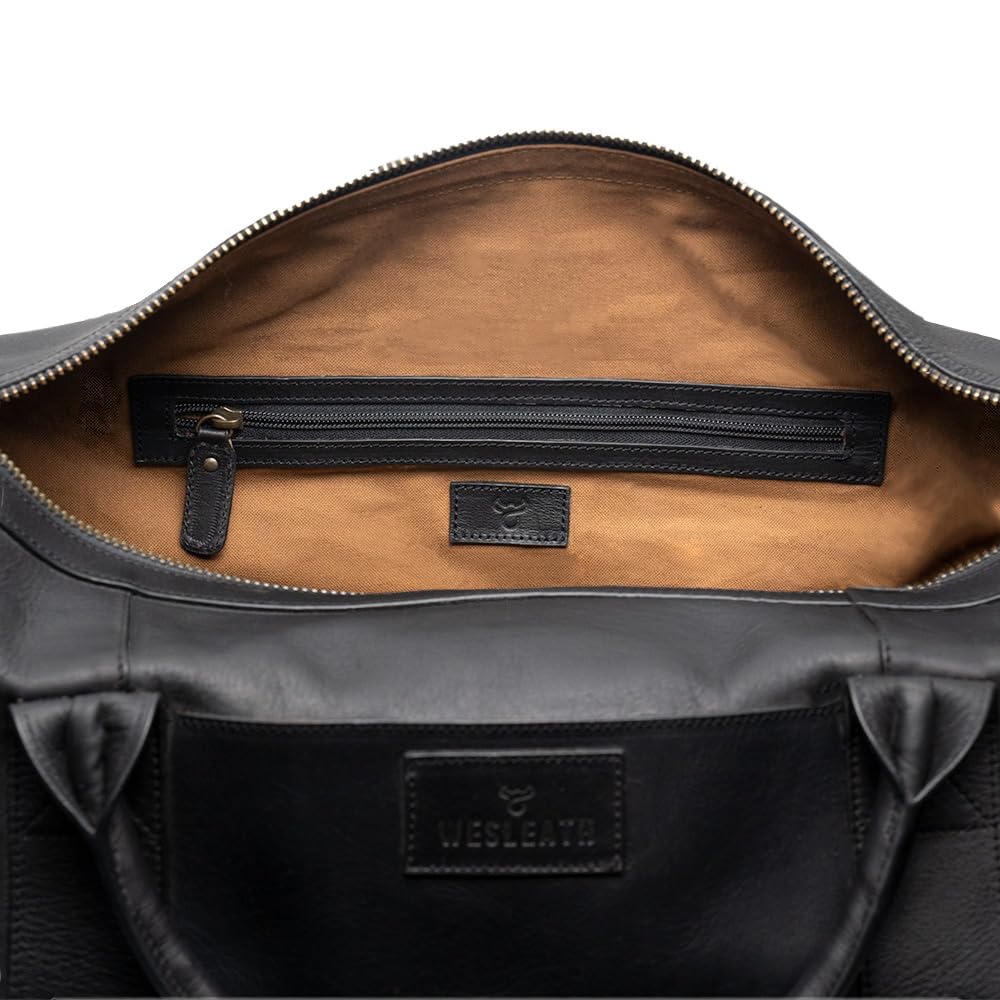 Men's Full Grain Leather Weekender Duffle Carry-On Bag