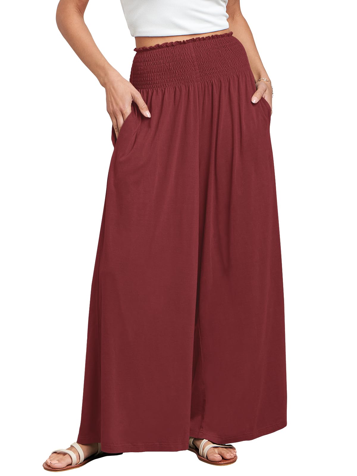 ANRABESS Women's Casual Wide-Leg Palazzo Pants with Pockets