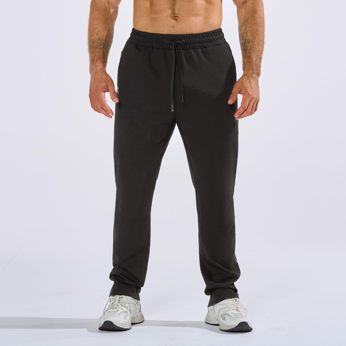 BROKIG Men's Warm Cotton Workout Jogger Sweatpants with Zip