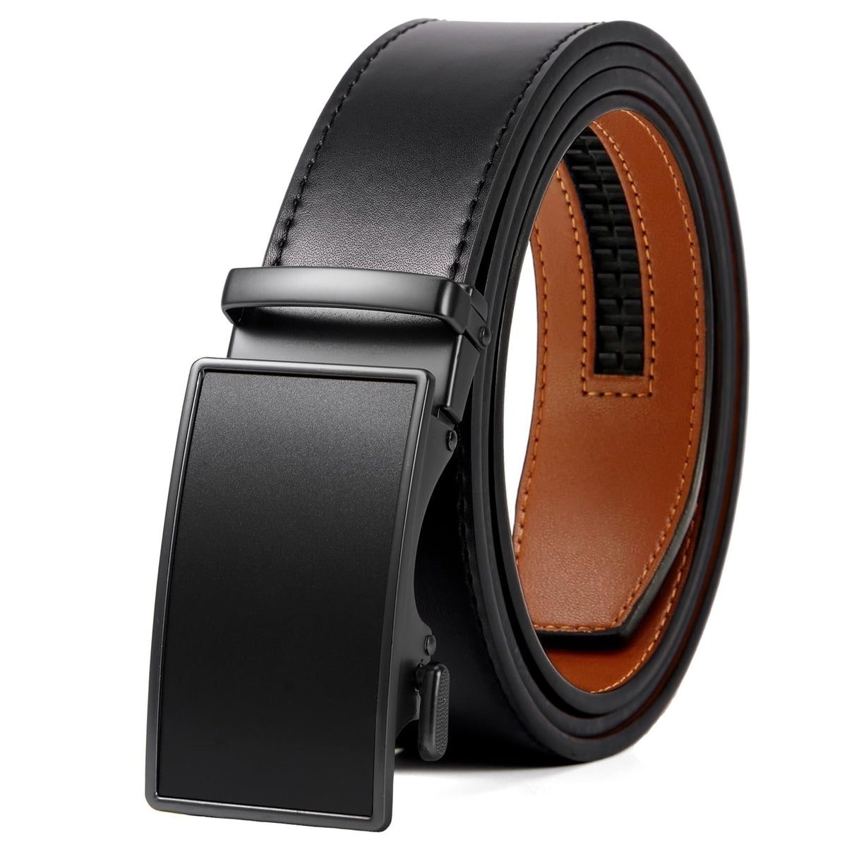 Men's Leather Ratchet Belt for Dress and Casual Wear