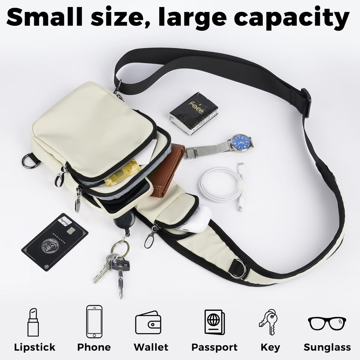 VADOO Unisex RFID Water-Resistant Crossbody Sling Bag