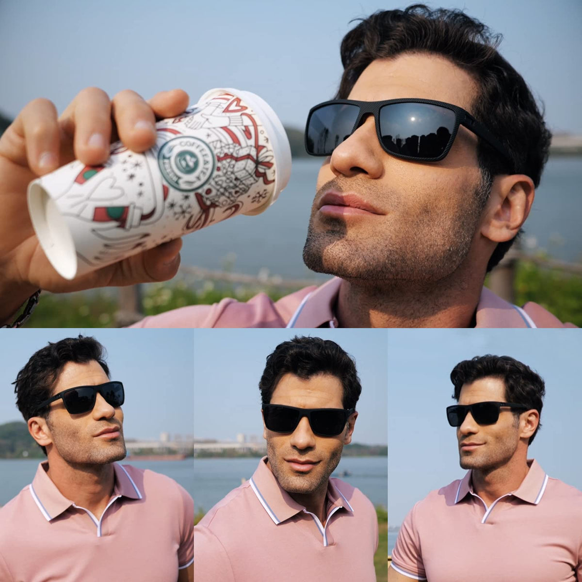 Men's Square Polarized Vintage Driving Sunglasses