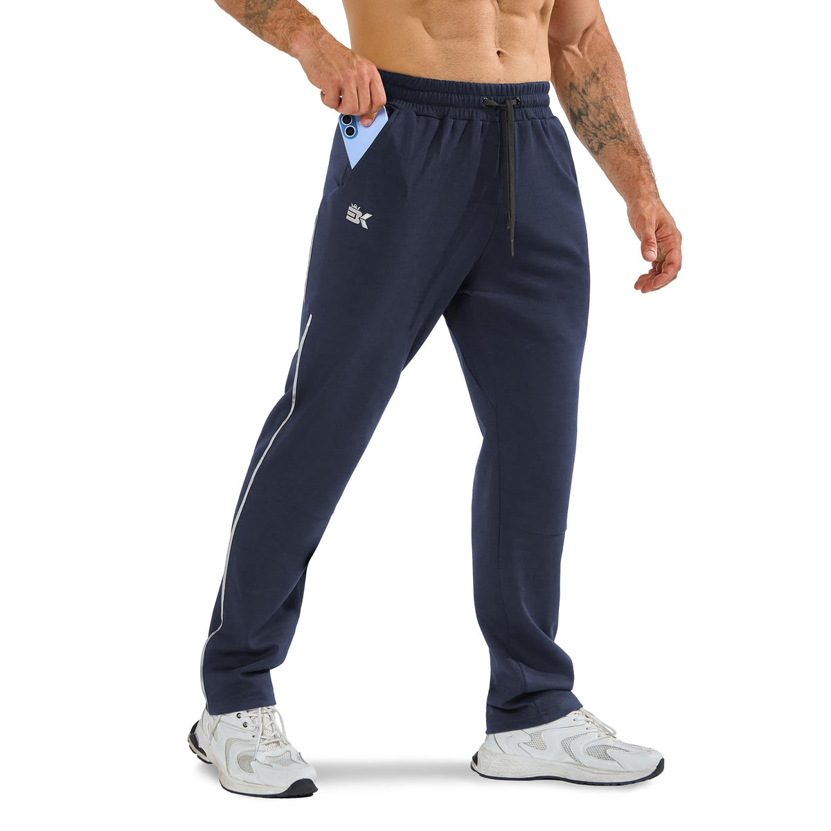 BROKIG Men's Warm Cotton Workout Jogger Sweatpants with Zip