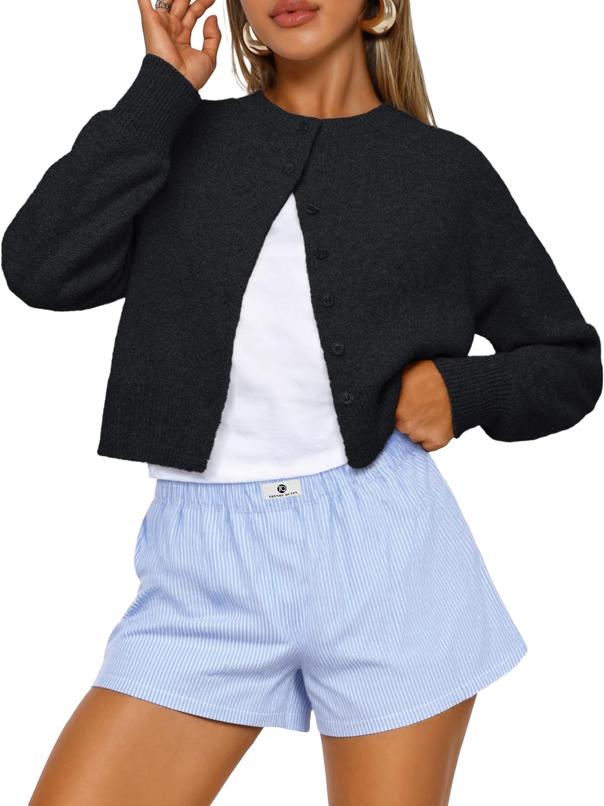 Trendy Queen Women's Cropped Fall Cardigan Sweater