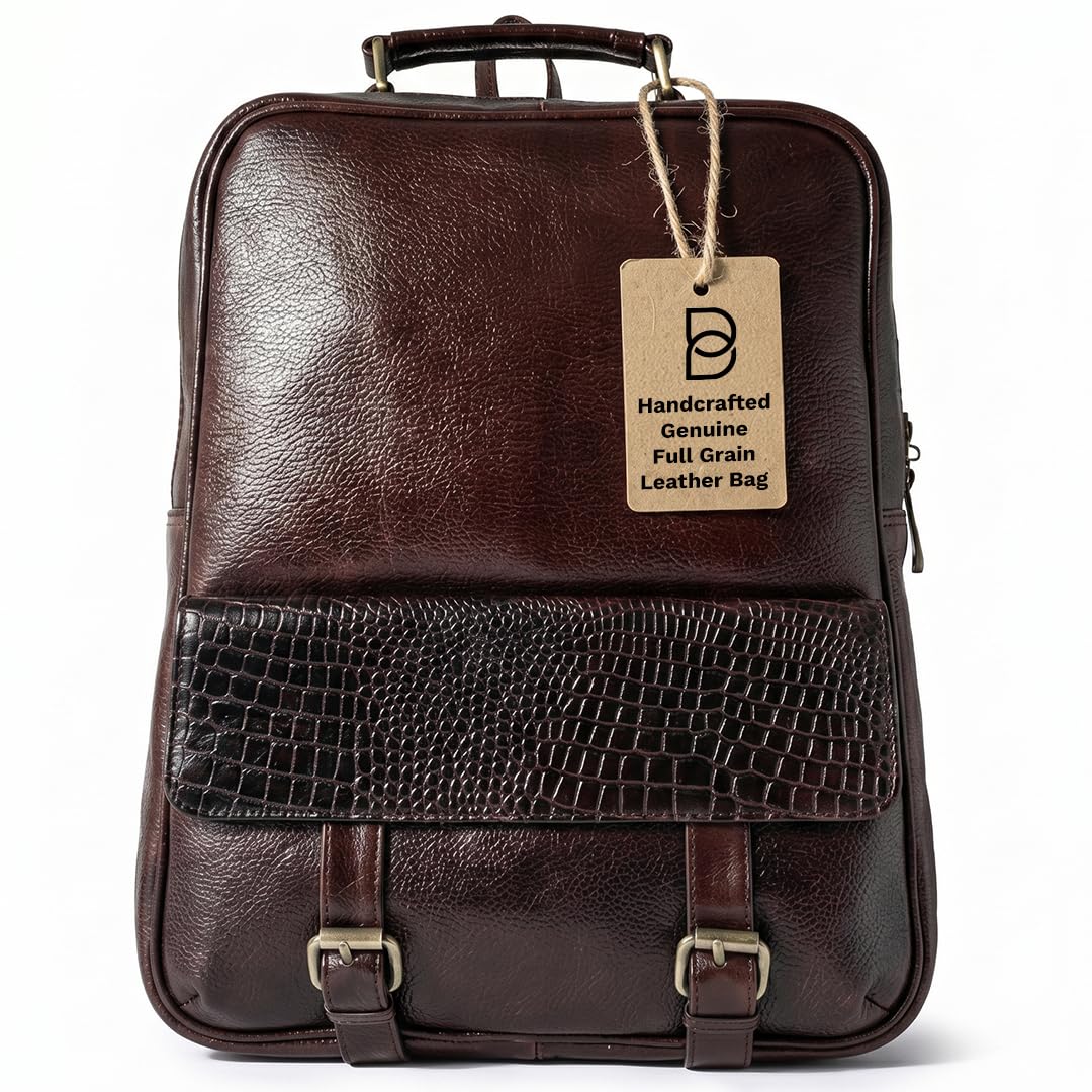 15.6-Inch Luxury Leather Laptop Backpack for Work & Business