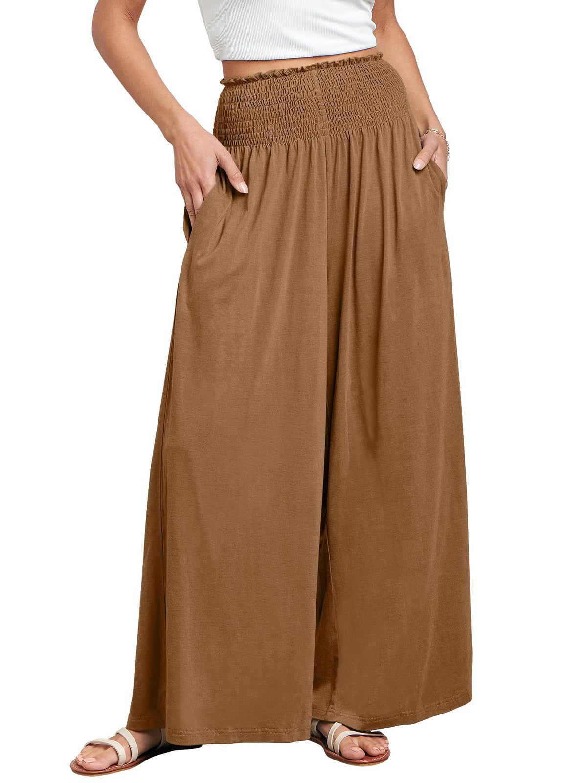 ANRABESS Women's Casual Wide-Leg Palazzo Pants with Pockets