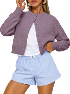 Trendy Queen Women's Cropped Fall Cardigan Sweater
