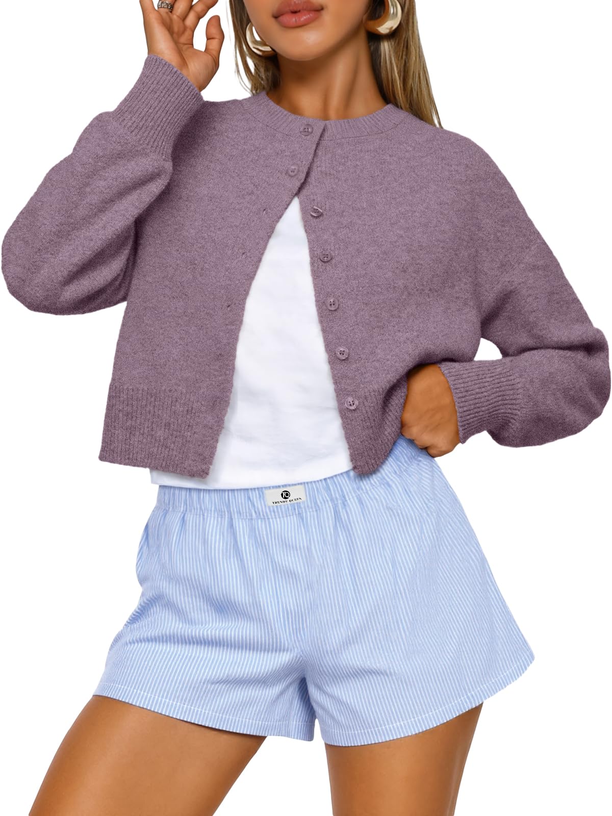 Trendy Queen Women's Cropped Fall Cardigan Sweater