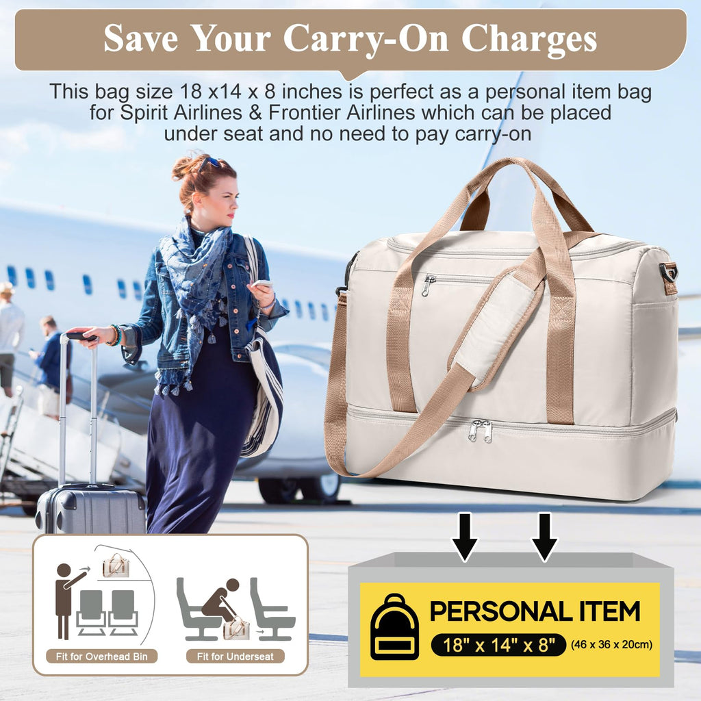 Women's Large Weekender Duffle Bag with Shoe Compartment