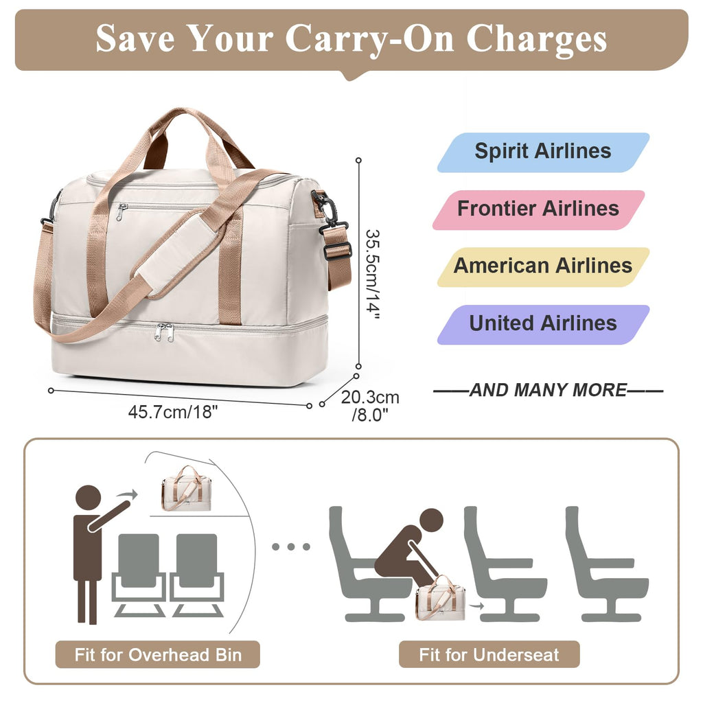 Women's Large Weekender Duffle Bag with Shoe Compartment