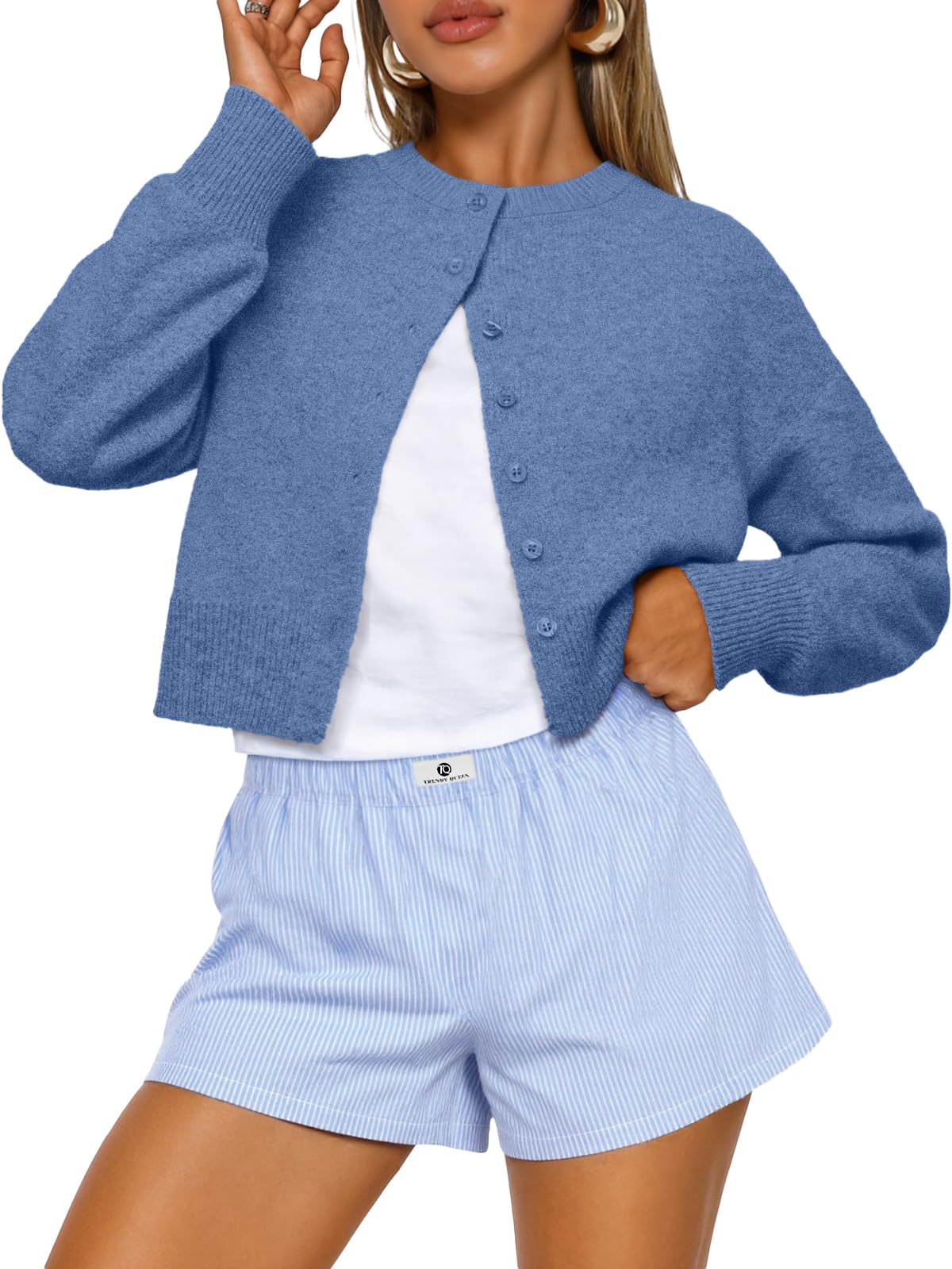 Trendy Queen Women's Cropped Fall Cardigan Sweater