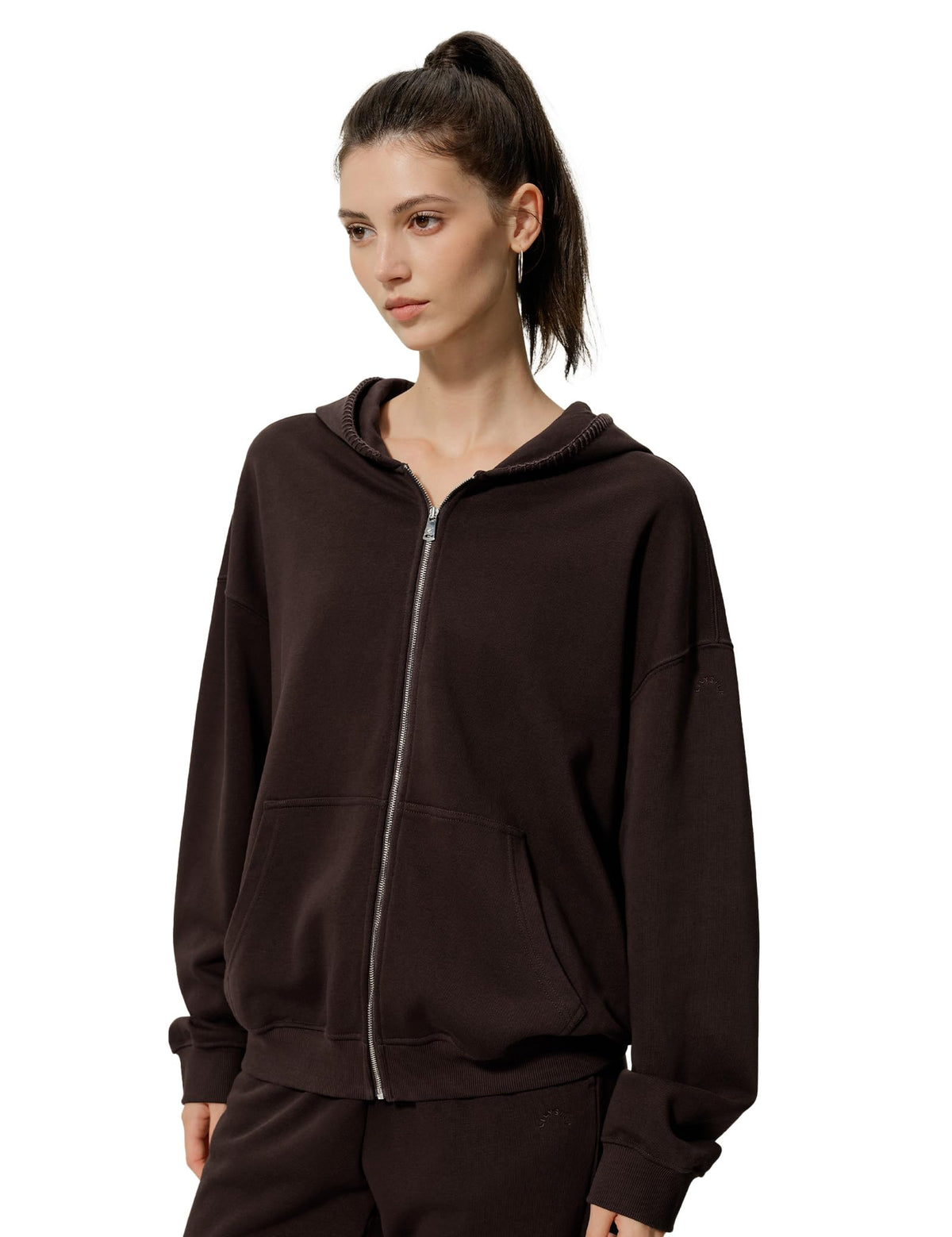 LilySilk Women's Oversized Silk Terry Zip-Up Hoodie