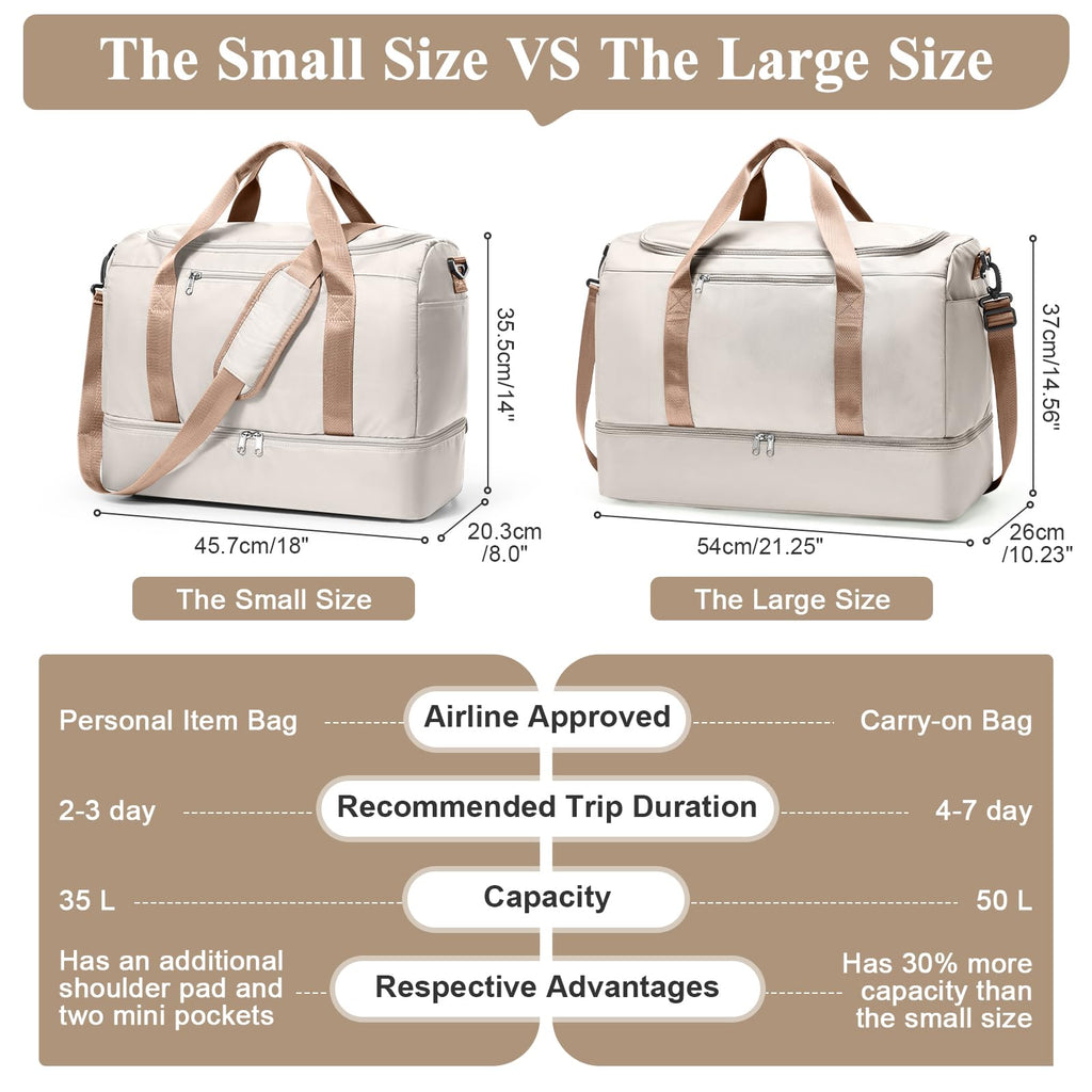 Women's Large Weekender Duffle Bag with Shoe Compartment